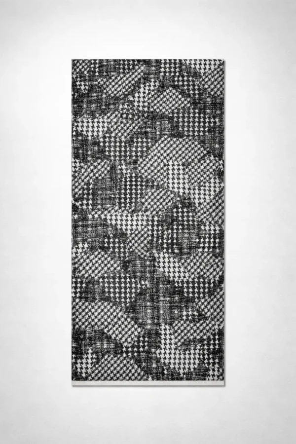 Dogtooth Rug Handwoven Cotton Rug | Black | Houndstooth Pattern - Respun