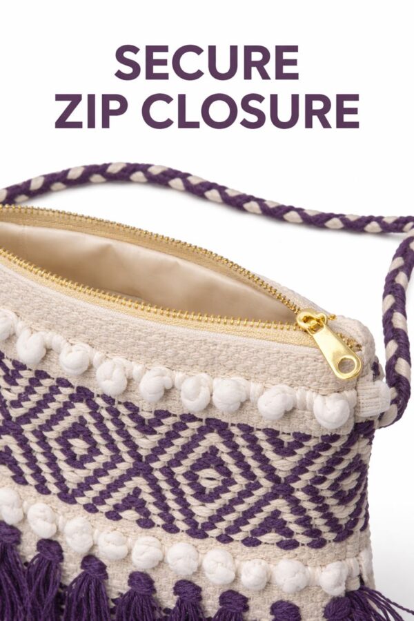 Boho Sustainable Sling Bag for Women | Handcrafted Cotton Texture | 9 × 11 Inches