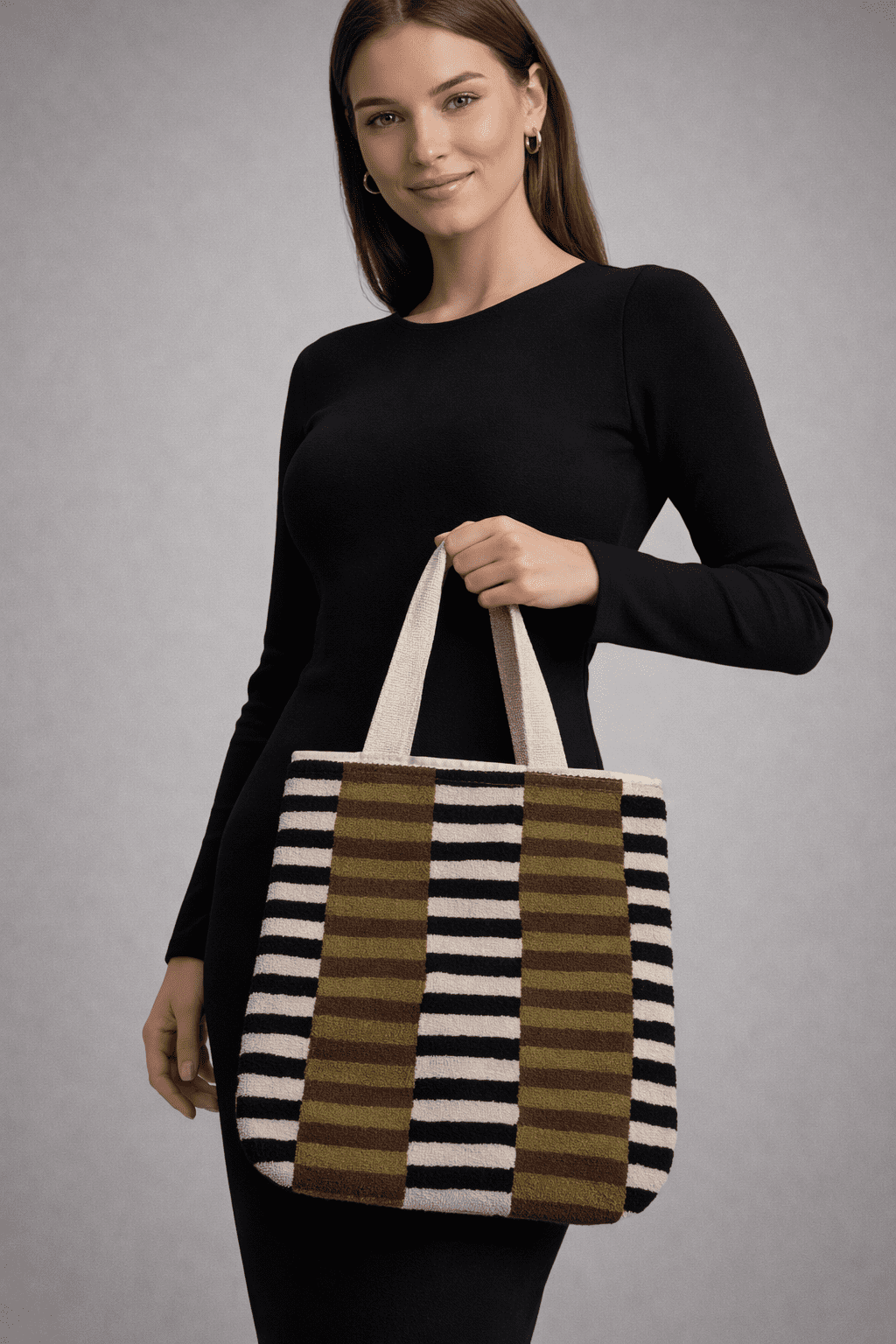 Upcycled tote bag made from recycled fabric, sturdy and spacious, suitable for college, shopping, and everyday use