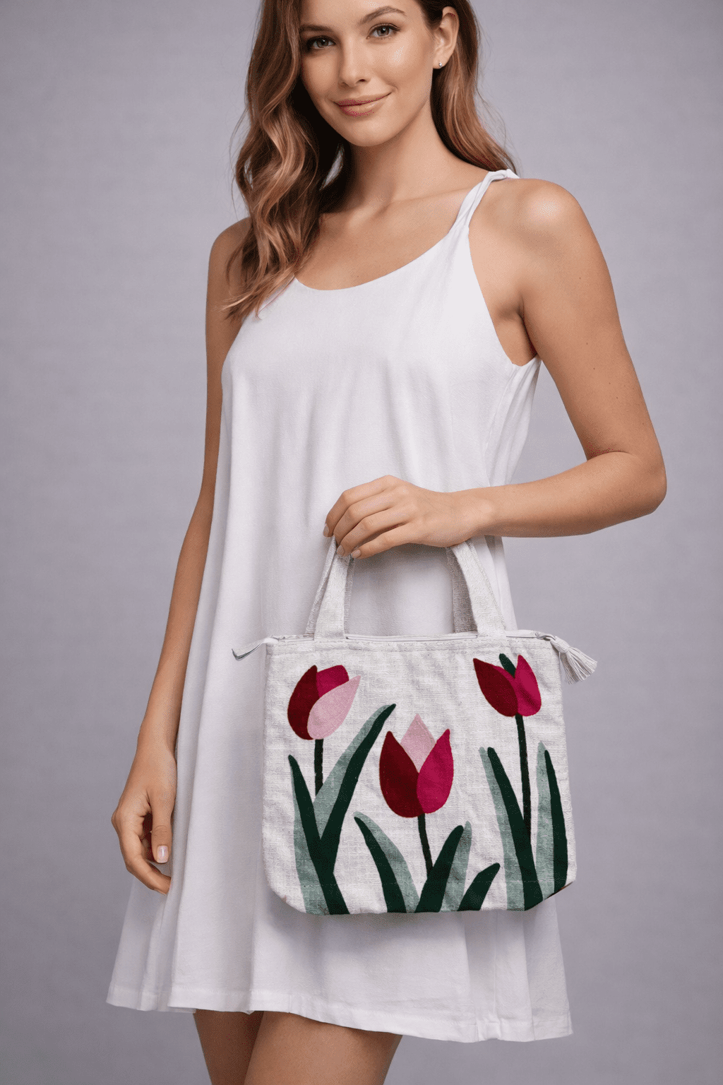 ReSpun designer sustainable tote bag with zip closure, spacious 16x15 inch everyday carry bag