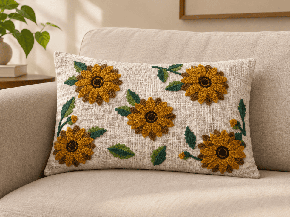 12 x 20 inch rectangular decorative cushion cover by Respun styled on a sofa