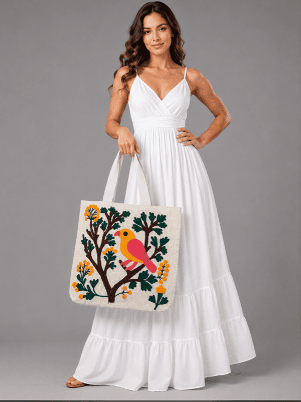 Respun sustainable designer tote bag with handcrafted textile design for everyday use